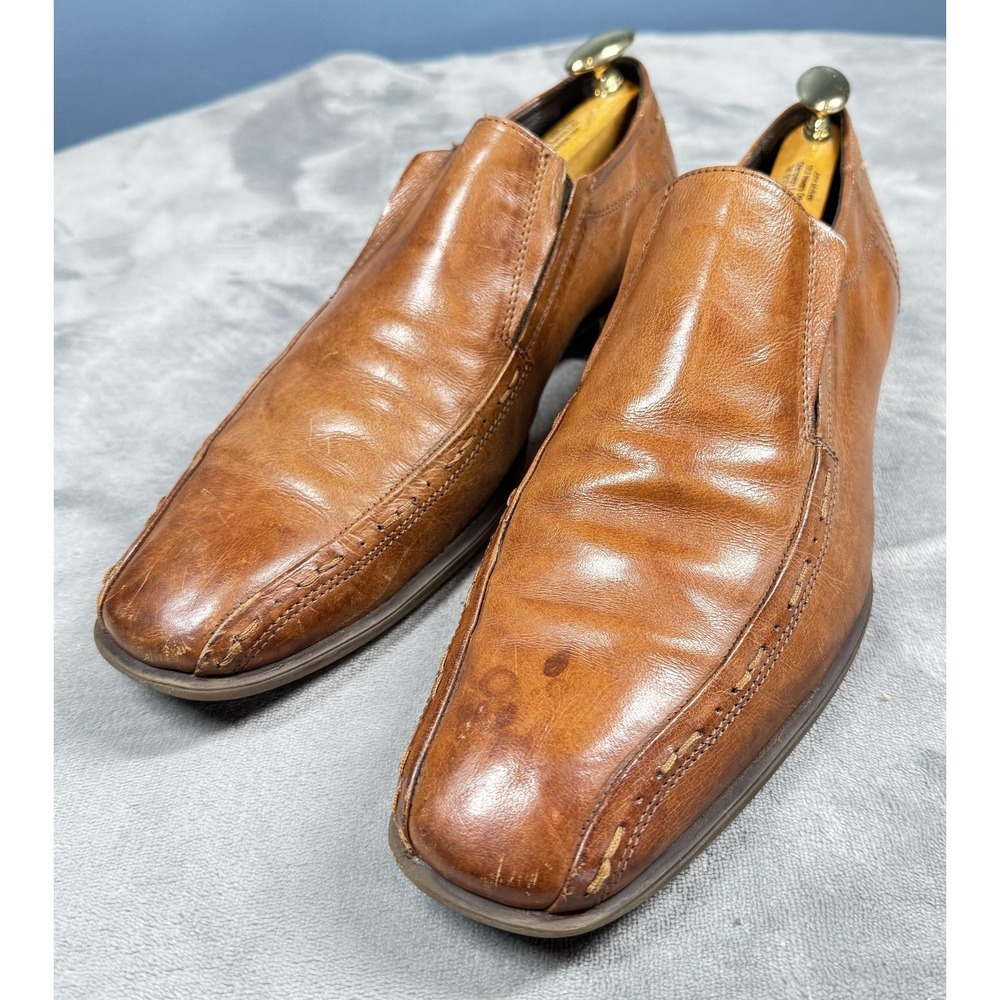 Bostonian Shoes Mens Size 10.5 Brown Leather Slip On Dress Square Toe 28684